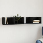 Wandkast 75X18X16,5 Cm Bewerkt Hout Zwart