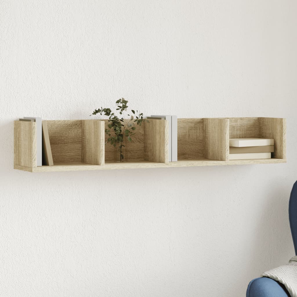 Wandkast 75X18X16,5 Cm Bewerkt Hout Kleurig Sonoma Eiken