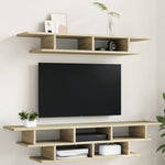 Tv-Wandmeubelset Bewerkt Hout