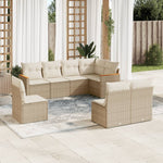 8-Delige Loungeset Met Kussens Poly Rattan Beige