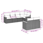 7-Delige Loungeset Met Kussens Poly Rattan Grijs