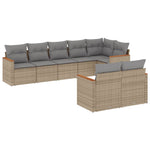 8-Delige Loungeset Met Kussens Poly Rattan Gemengd Beige