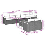 9-Delige Loungeset Met Kussens Poly Rattan Grijs