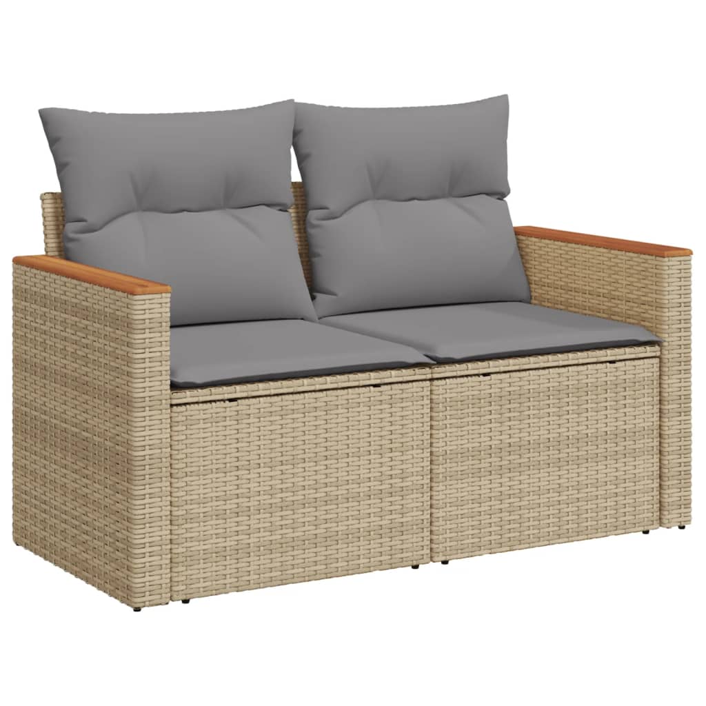 8-Delige Loungeset Met Kussens Poly Rattan Gemengd Beige