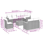 9-Delige Loungeset Met Kussens Poly Rattan Grijs
