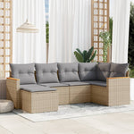 6-Delige Loungeset Met Kussens Poly Rattan Gemengd Beige