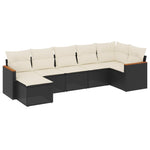 7-Delige Loungeset Met Kussens Poly Rattan Zwart