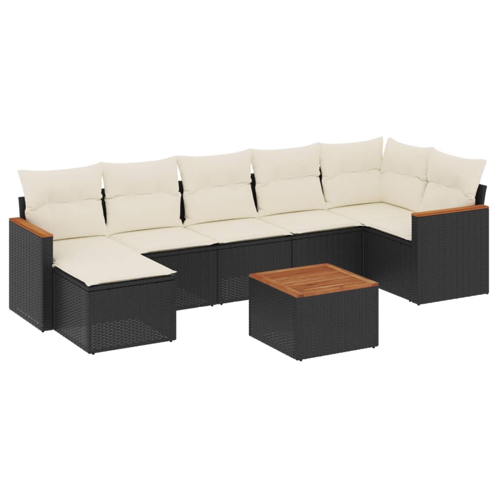8-Delige Loungeset Met Kussens Poly Rattan Zwart
