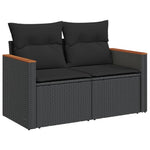 7-Delige Loungeset Met Kussens Poly Rattan Zwart