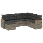 7-Delige Loungeset Met Kussens Poly Rattan Grijs