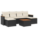 7-Delige Loungeset Met Kussens Poly Rattan Zwart