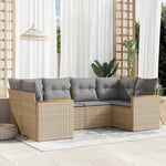 6-Delige Loungeset Met Kussens Poly Rattan Gemengd Beige