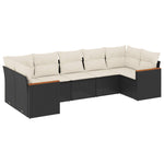 7-Delige Loungeset Met Kussens Poly Rattan Zwart