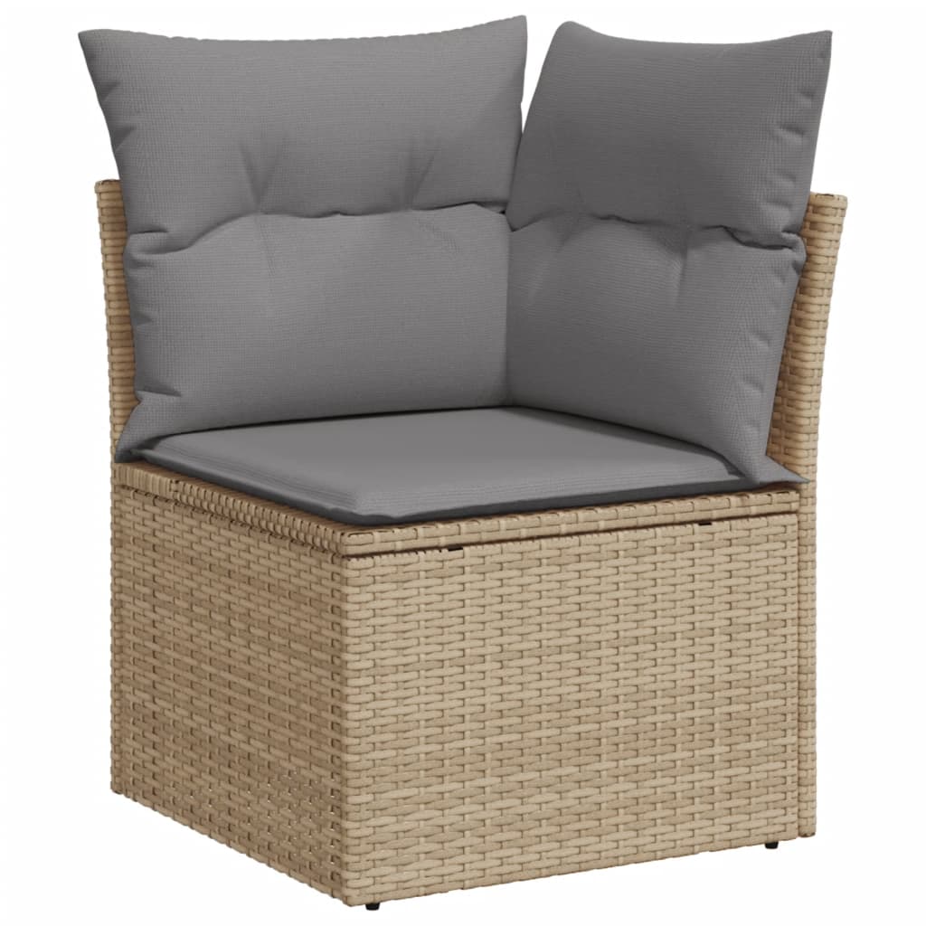 7-Delige Loungeset Met Kussens Poly Rattan Gemengd Beige