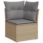 7-Delige Loungeset Met Kussens Poly Rattan Gemengd Beige