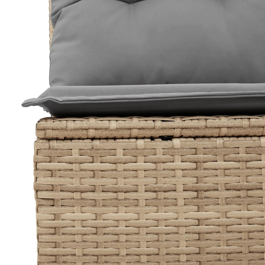 7-Delige Loungeset Met Kussens Poly Rattan Gemengd Beige