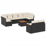10-Delige Loungeset Met Kussens Poly Rattan Zwart
