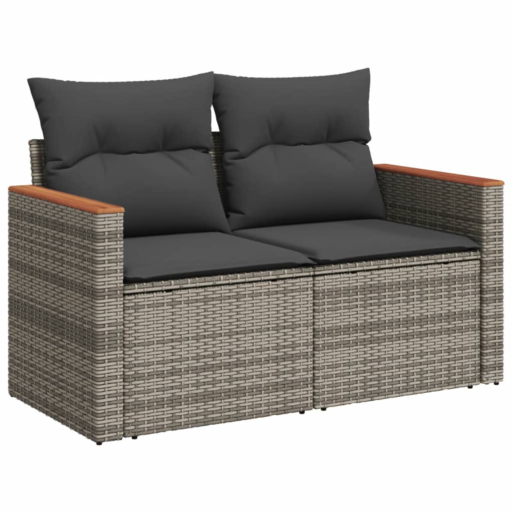 9-Delige Loungeset Met Kussens Poly Rattan Grijs