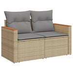 9-Delige Loungeset Met Kussens Poly Rattan Gemengd Beige