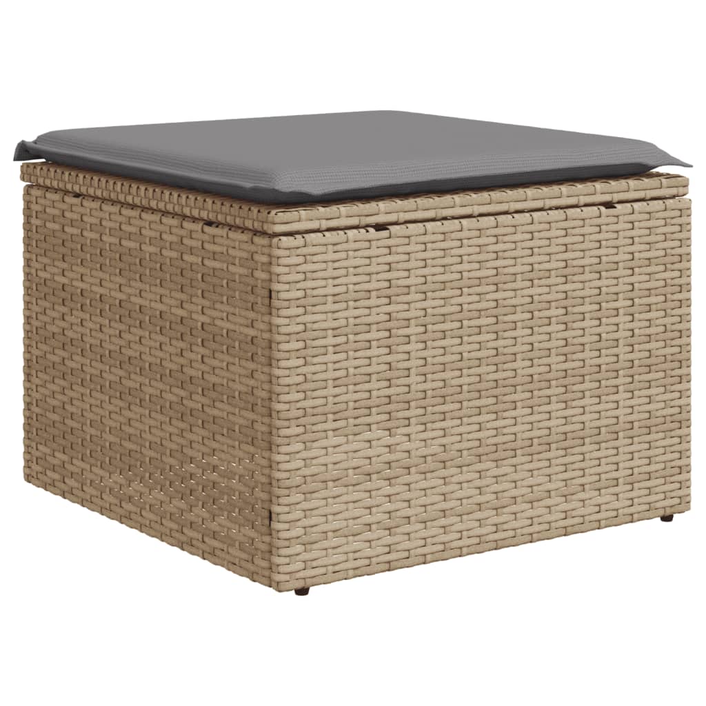 9-Delige Loungeset Met Kussens Poly Rattan Gemengd Beige