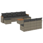 11-Delige Loungeset Met Kussens Poly Rattan Grijs