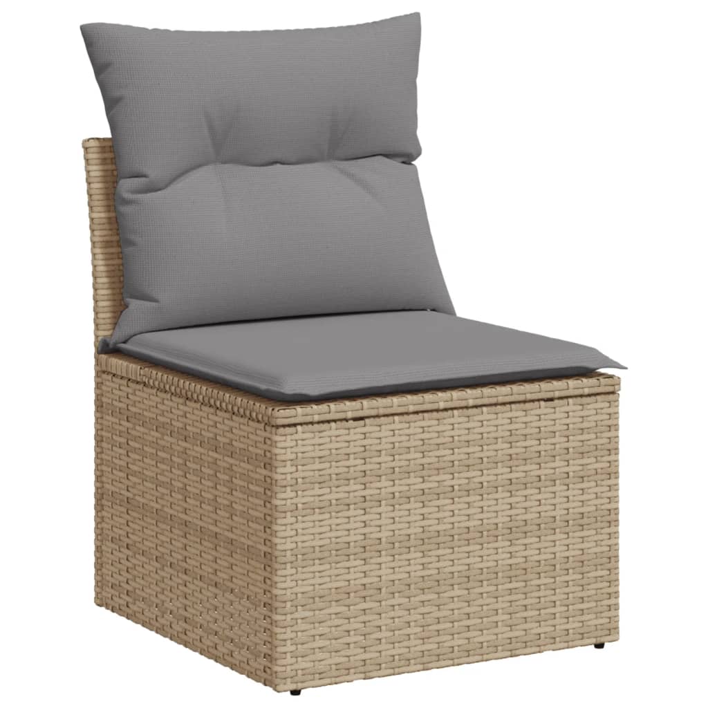 9-Delige Loungeset Met Kussens Poly Rattan Gemengd Beige
