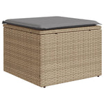 9-Delige Loungeset Met Kussens Poly Rattan Gemengd Beige