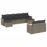 9-Delige Loungeset Met Kussens Poly Rattan Grijs