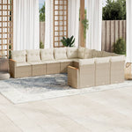 11-Delige Tuinset Met Kussens Poly Rattan Beige