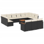 14-Delige Loungeset Met Kussens Poly Rattan Zwart