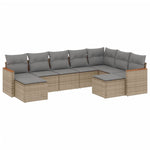9-Delige Loungeset Met Kussens Poly Rattan Gemengd Beige