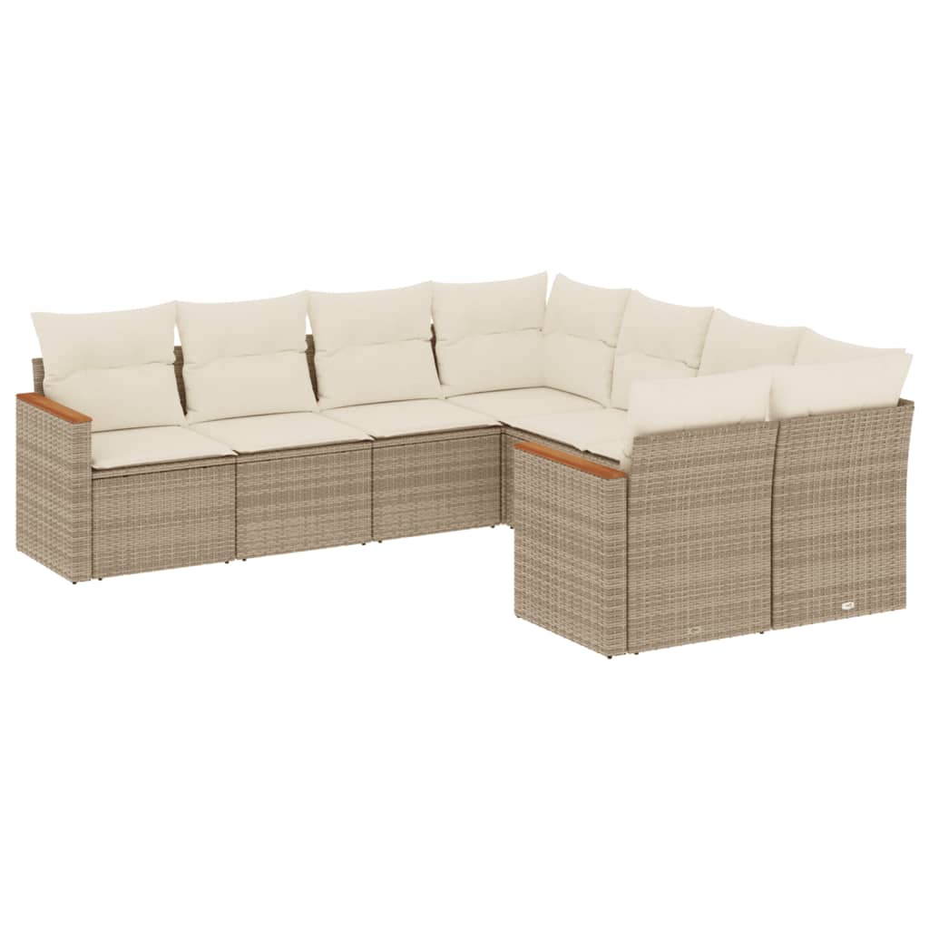 8-Delige Loungeset Met Kussens Poly Rattan Beige