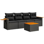 5-Delige Loungeset Met Kussens Poly Rattan Zwart