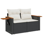 5-Delige Loungeset Met Kussens Poly Rattan Zwart