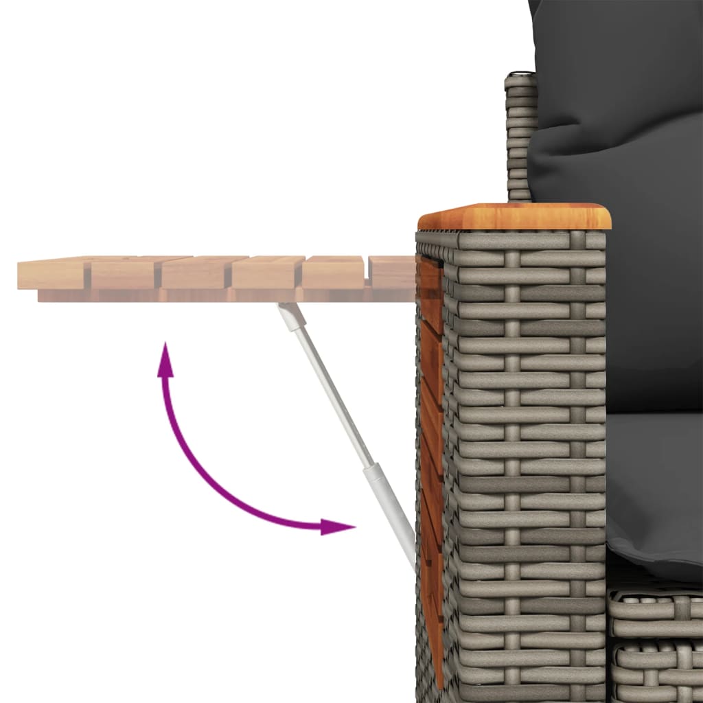 8-Delige Loungeset Met Kussens Poly Rattan Grijs