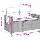 8-Delige Loungeset Met Kussens Poly Rattan Grijs