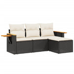 4-Delige Loungeset Met Kussens Poly Rattan Zwart