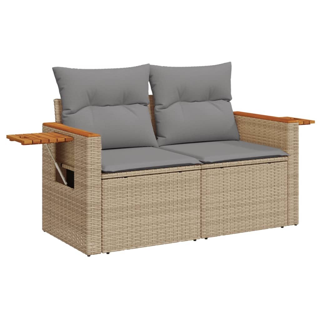 4-Delige Loungeset Met Kussens Poly Rattan Beige