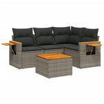 5-Delige Loungeset Met Kussens Poly Rattan Grijs