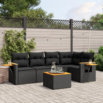 6-Delige Loungeset Met Kussens Poly Rattan Zwart Beige En Antraciet