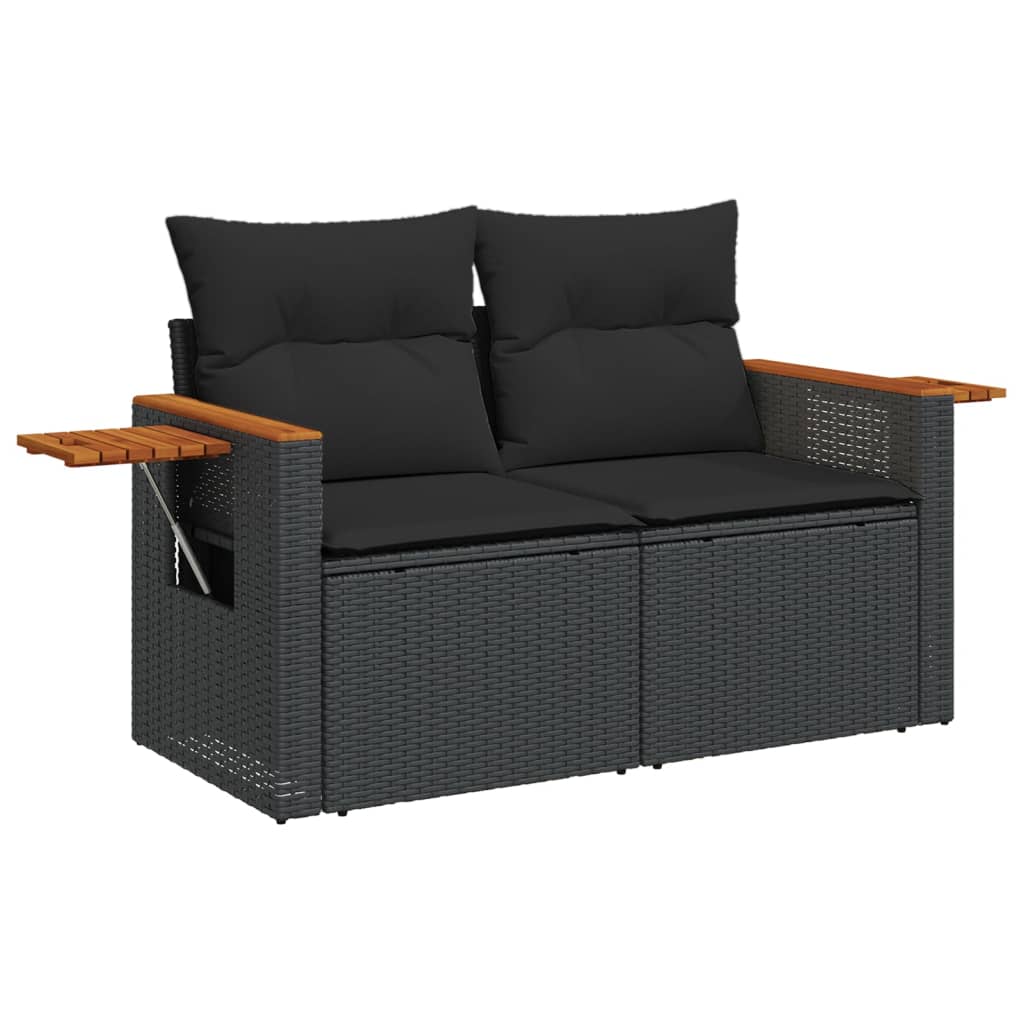 6-Delige Loungeset Met Kussens Poly Rattan Zwart Beige En Antraciet