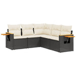 5-Delige Loungeset Met Kussens Poly Rattan Zwart