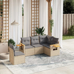 5-Delige Loungeset Met Kussens Poly Rattan Beige