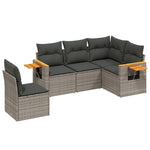 5-Delige Loungeset Met Kussens Poly Rattan Grijs