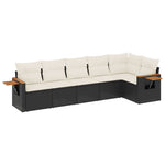 6-Delige Loungeset Met Kussens Poly Rattan Zwart