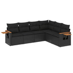 6-Delige Loungeset Met Kussens Poly Rattan Zwart