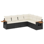 6-Delige Loungeset Met Kussens Poly Rattan Zwart