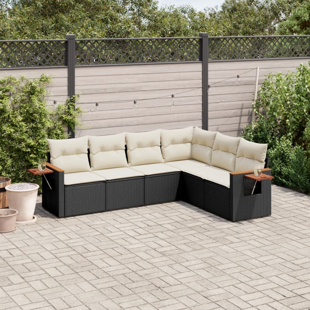 6-Delige Loungeset Met Kussens Poly Rattan Zwart