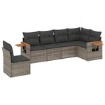 6-Delige Loungeset Met Kussens Poly Rattan Grijs