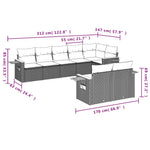 8-Delige Loungeset Met Kussens Poly Rattan Grijs